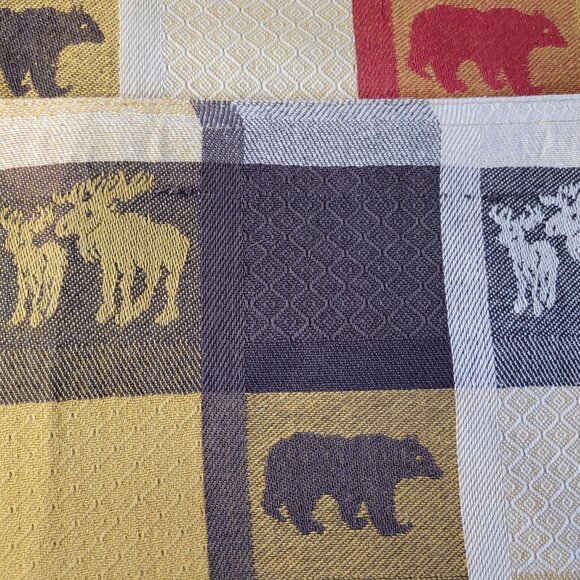 Moose, Bear, Canoe, & Pinecone Color Block Tablecloth and Placemats Cabin, Lodge - Picture 5 of 7